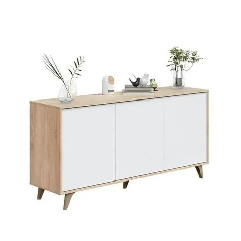 Buy Cary 3 Door Wide Sideboard Cabinet White and Oak Effect from Furnituretta