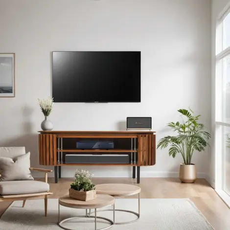 Buy Slatted Mango Wood TV Cabinet from Furnituretta