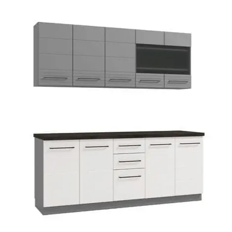 Buy Prescot Kitchen Units White Gloss and Grey 200cm from Furnituretta