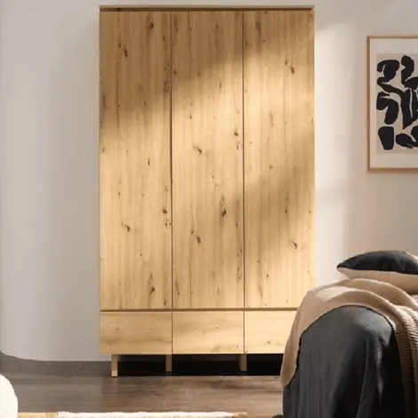 Buy Tipton Triple Wardrobe 3 Door 3 Drawer Artisan Oak Effect, Colour: Oak Artisan from Furnituretta