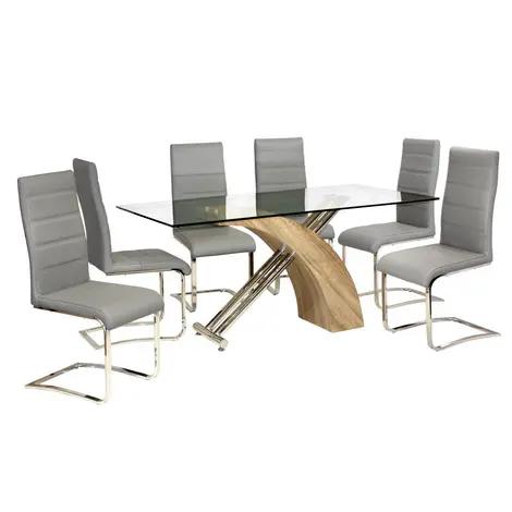 Buy Chiswell Dining Table Chrome & Natural from Furnituretta