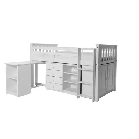 Buy Porto Midi: White Sleeper Bed with Desk, Storage & More, Colour: White from Furnituretta