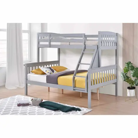 Ashbrook Solid Wood Triple Bunk Bed – Grey Finish with Single Over Double Design, Colour: Grey, 4 for sale Buy Ashbrook Solid Wood Triple Bunk Bed – Grey Finish with Single Over Double Design, Colour: Grey, 4 from Furnituretta