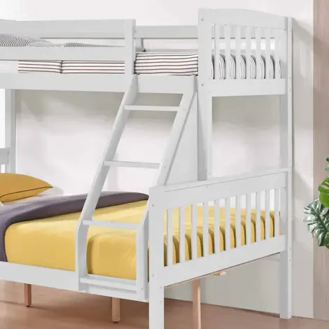 Ashbrook Solid Wood Triple Bunk Bed – White Finish with Single Over Double Design, Colour: White, 3 for sale Buy Ashbrook Solid Wood Triple Bunk Bed – White Finish with Single Over Double Design, Colour: White, 3 from Furnituretta