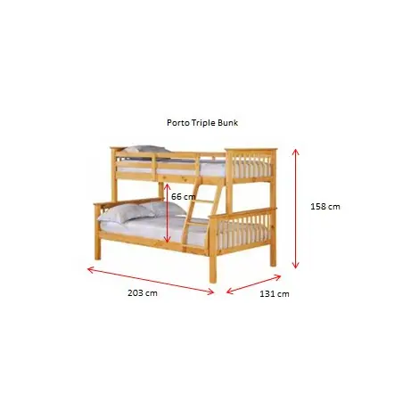 Porto Triple Bunk Bed: Space-Saving Fun & Safety Rails, Colour: White, 3 for sale Buy Porto Triple Bunk Bed: Space-Saving Fun & Safety Rails, Colour: White, 3 from Furnituretta