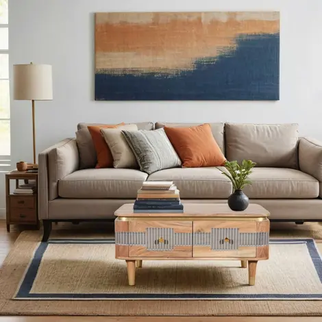 Buy Wilton Coffee Table: Acacia Wood with 2 Drawers from Furnituretta
