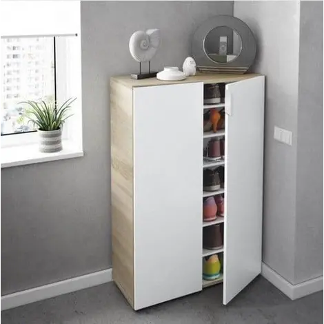 Buy Alfreton Shoe Cupboard: White & Oak for 30 Pairs from Furnituretta