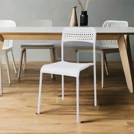 Furnituretta Pavia: Set of 10 White Plastic Chairs with Metal Legs, 2 for sale Buy Furnituretta Pavia: Set of 10 White Plastic Chairs with Metal Legs, 2 from Furnituretta