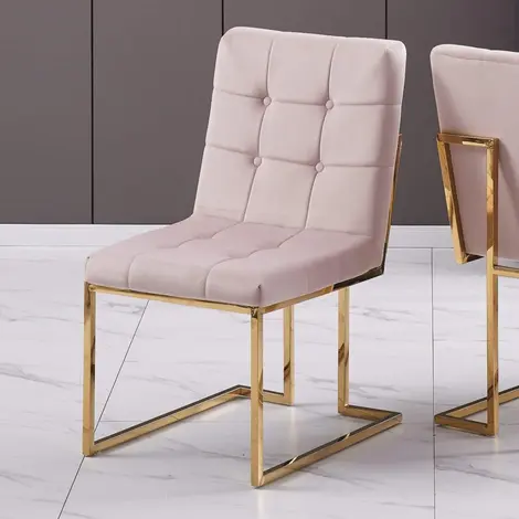 Buy Spectra Velvet Fabric Dining Chair – Beige & Gold Elegance from Furnituretta