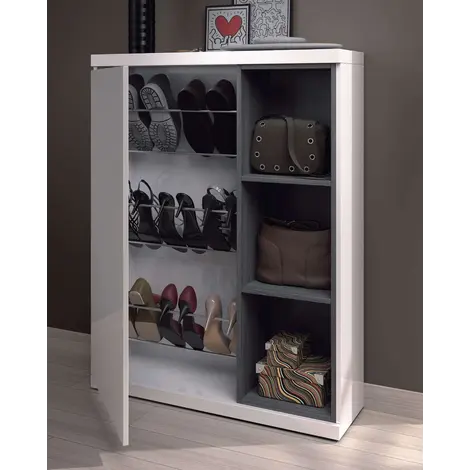 Filton White Gloss Shoe Cabinet Hallway Unit: Keep Your Entryway Organized in Style, 2 for sale Buy Filton White Gloss Shoe Cabinet Hallway Unit: Keep Your Entryway Organized in Style, 2 from Furnituretta
