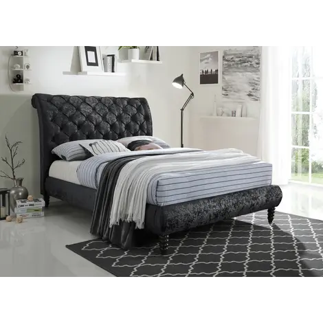 Venice Crushed Velvet Bed: Luxurious & Stylish, Colour: Black, Size: 4ft 6/Double, Width: 155, 4 for sale Buy Venice Crushed Velvet Bed: Luxurious & Stylish, Colour: Black, Size: 4ft 6/Double, Width: 155, 4 from Furnituretta