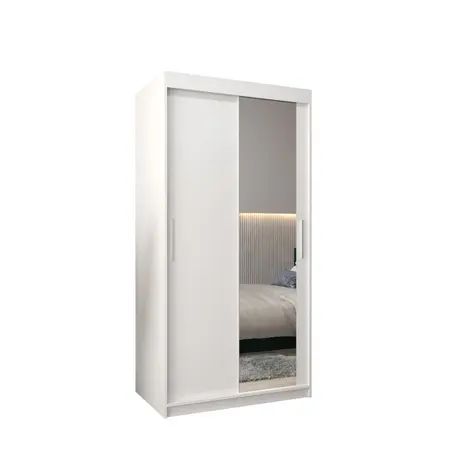Buy Tokyo II Sliding Door Wardrobe 100cm, Colour: White, Width: 100 from Furnituretta