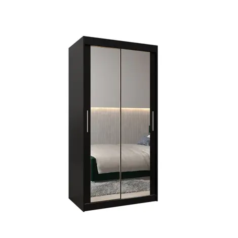 Buy Tokyo III Sliding Door Wardrobe 100cm, Colour: Black, Width: 100 from Furnituretta