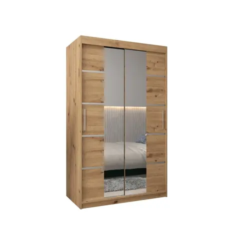 Buy Verona 04 Sliding Door Wardrobe 120cm, Colour: Oak Artisan, Width: 120 from Furnituretta