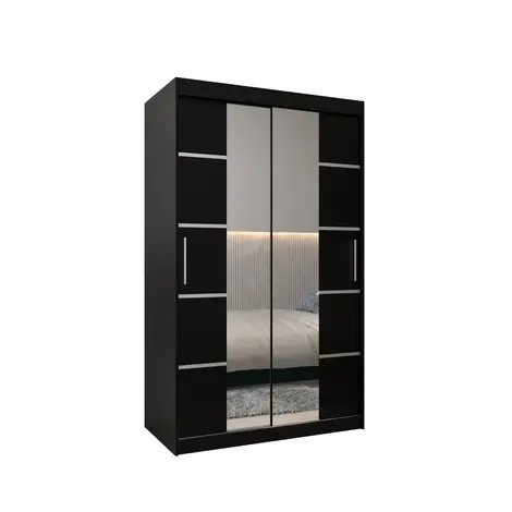 Buy Verona 04 Sliding Door Wardrobe 120cm, Colour: Black, Width: 120 from Furnituretta
