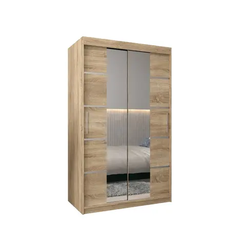 Buy Verona 04 Sliding Door Wardrobe 120cm, Colour: Oak Sonoma, Width: 120 from Furnituretta