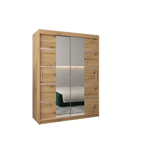 Buy Verona 04 Sliding Door Wardrobe 150cm, Colour: Oak Artisan, Width: 150 from Furnituretta