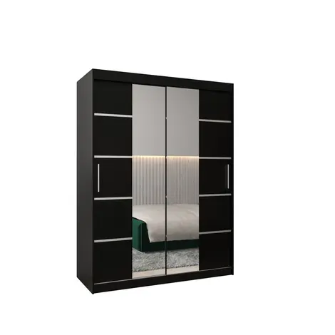 Buy Verona 04 Sliding Door Wardrobe 150cm, Colour: Black, Width: 150 from Furnituretta