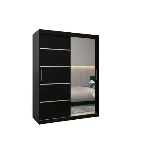 Buy Verona 02 Sliding Door Wardrobe 150cm, Colour: Black, Width: 150 from Furnituretta