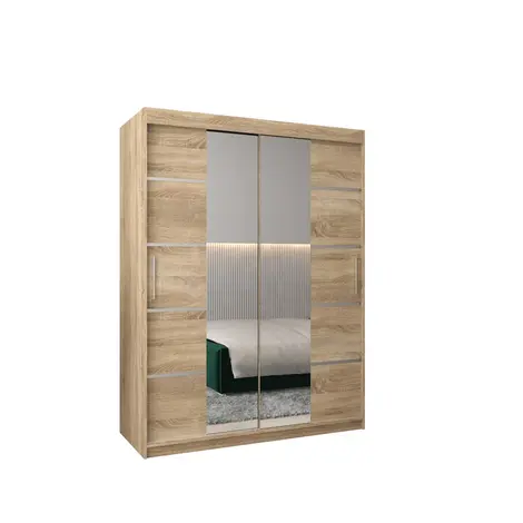 Buy Verona 04 Sliding Door Wardrobe 150cm, Colour: Oak Sonoma, Width: 150 from Furnituretta