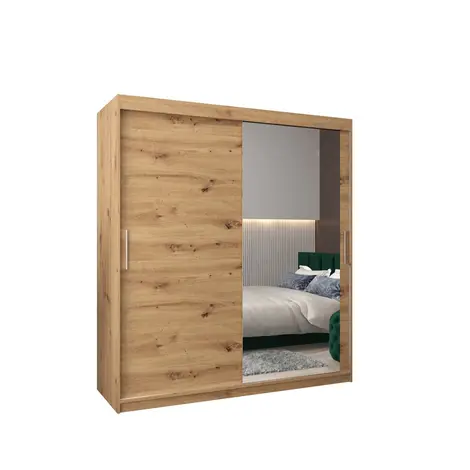 Buy Tokyo II Sliding Door Wardrobe 180cm, Colour: Oak Artisan, Width: 180 from Furnituretta