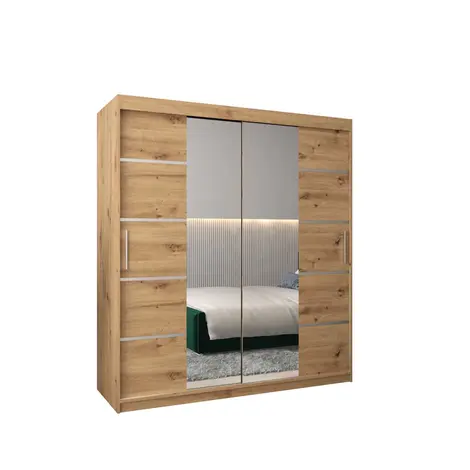 Buy Verona 04 Sliding Door Wardrobe 180cm, Colour: Oak Artisan, Width: 180 from Furnituretta