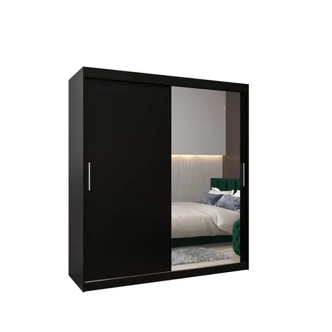 Buy Tokyo II Sliding Door Wardrobe 180cm, Colour: Black, Width: 180 from Furnituretta