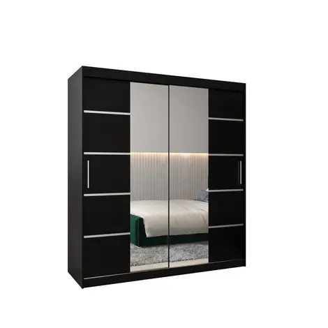 Buy Verona 04 Sliding Door Wardrobe 180cm, Colour: Black, Width: 180 from Furnituretta