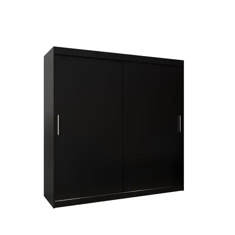 Buy Tokyo Sliding Door Wardrobe 200cm, Colour: Black, Width: 200 from Furnituretta