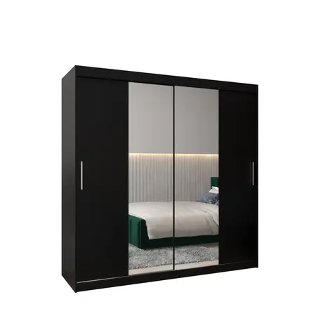 Buy Tokyo I Sliding Door Wardrobe 200cm, Colour: Black, Width: 200 from Furnituretta