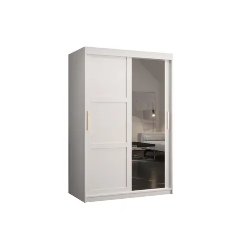 Buy Ramiro II Sliding Door Wardrobe 120cm, Colour: White, Width: 120 from Furnituretta