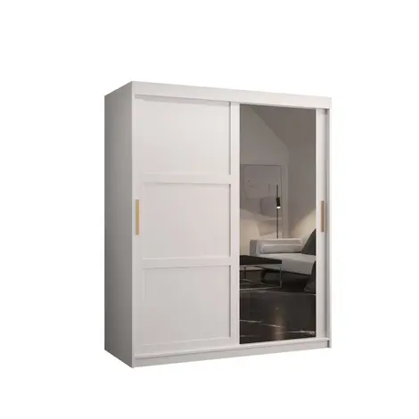 Buy Ramiro II Sliding Door Wardrobe 150cm, Colour: White, Width: 150 from Furnituretta