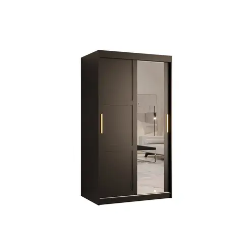 Buy Ramiro II Sliding Door Wardrobe 100cm, Colour: Black, Width: 100 from Furnituretta