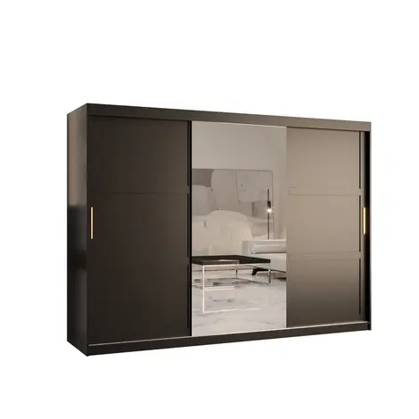 Buy Ramiro II Sliding Door Wardrobe 250cm, Colour: Black, Width: 250 from Furnituretta