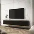 Buy Moro Floating TV Cabinet – Black Finish with Rippled Fronts – 175 cm Wide, Colour: Black, Item Width: 175 from Furnituretta