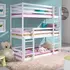 Buy Wooden Triple Bunk Bed Ted – White Matt | Solid Pine Frame with Optional Mattresses, Colour: White Matt, Mattresses: Without Mattresses from Furnituretta